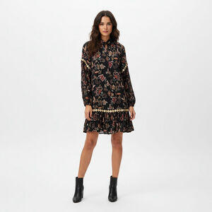 Miss June Black Floral Mini Dress